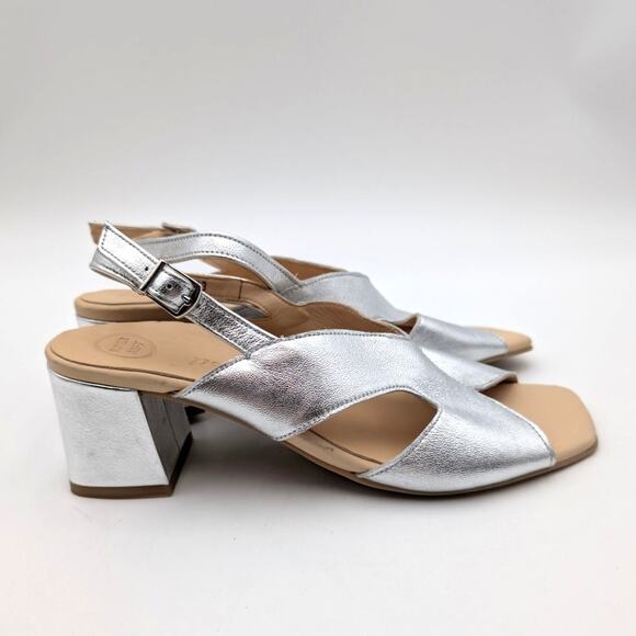 Paul Green Remy Slingback Sandal Aluminum Metallic Nappa Size US7.5/UK5 EU38 - Picture 4 of 10